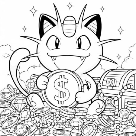 Pokemon Meowth Brincalhao (Desenho para Colorir)