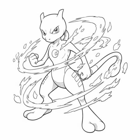 Pokemon Mewtwo Poderoso (Desenho para Colorir)