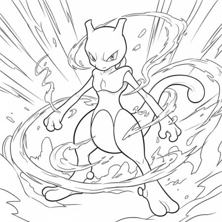 Pokemon Mewtwo Poderoso (Desenho para Colorir)