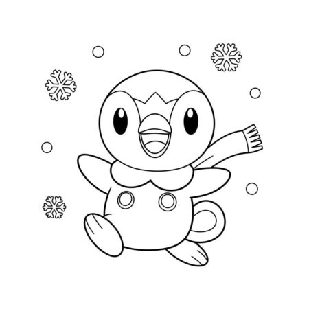 Pokemon Piplup Feliz (Desenho para Colorir)