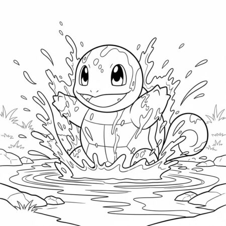 Pokemon Squirtle Alegre (Desenho para Colorir)
