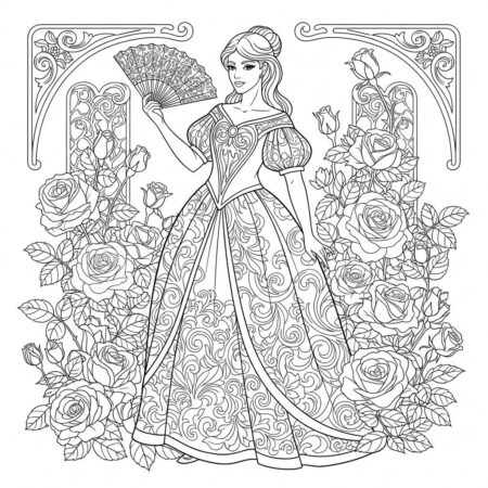 Princesa Estilo Vintage (Desenho para Colorir)