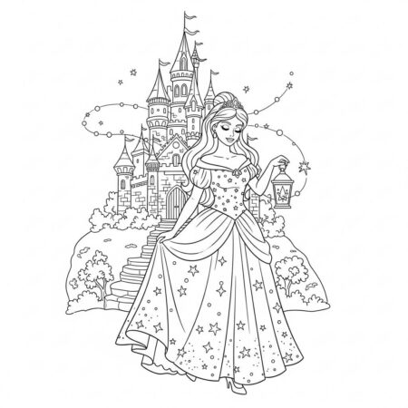 Princesa de Conto de Fadas (Desenho para Colorir)