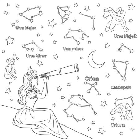 Princesa e Estrelas (Desenho para Colorir)