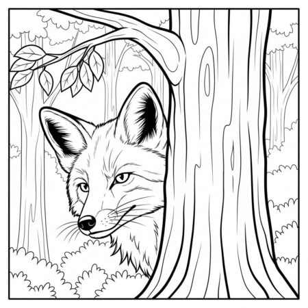 Raposa Astuta na Floresta (Desenho para Colorir)