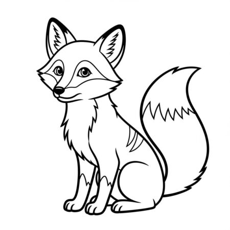 Raposa Kawaii Brincando (Desenho para Colorir)