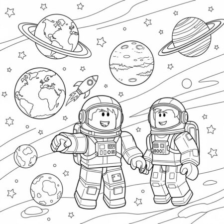 Roblox Aventura Espacial (Desenho para Colorir)