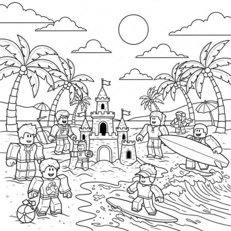Roblox Dia de Praia (Desenho para Colorir)