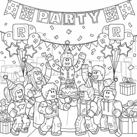 Roblox Festa Tematica (Desenho para Colorir)
