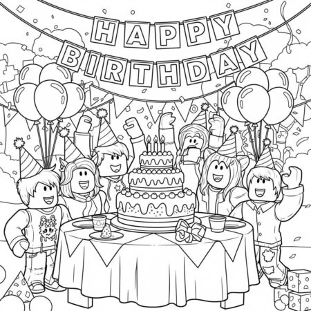 Roblox Festa de Aniversario (Desenho para Colorir)