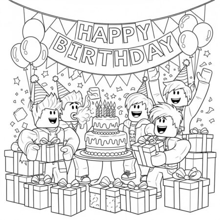 Roblox Festa de Aniversario (Desenho para Colorir)