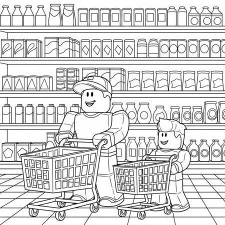 Roblox Super Mercado (Desenho para Colorir)