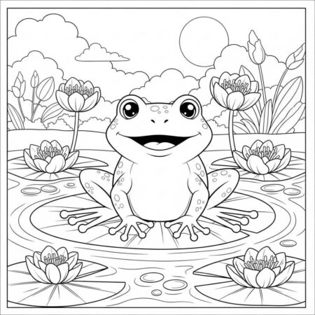 Sapo Feliz na Lagoa (Desenho para Colorir)