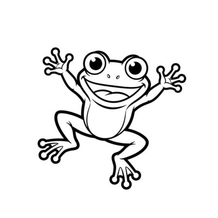 Sapo Kawaii Pulando (Desenho para Colorir)