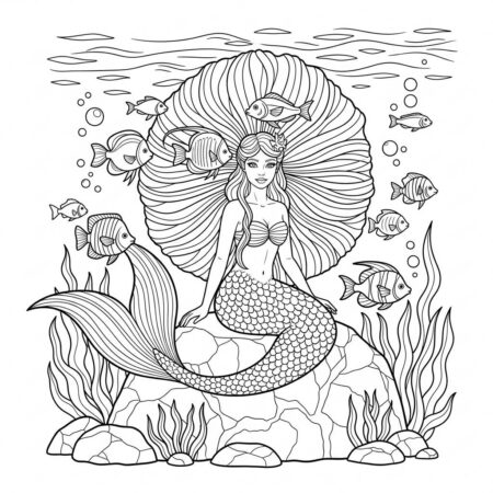 Sereia Encantadora (Desenho para Colorir)