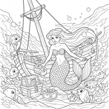 Sereia em Aventura (Desenho para Colorir)