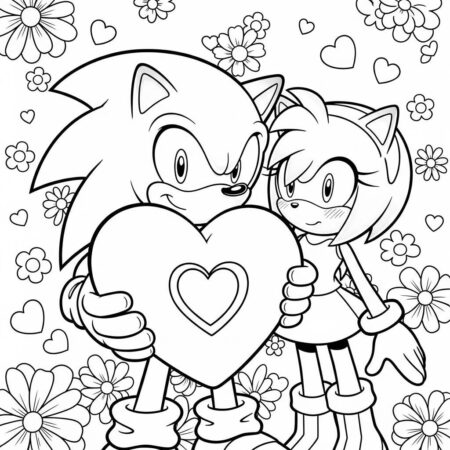 Sonic Amy Coracao (Desenho para Colorir)
