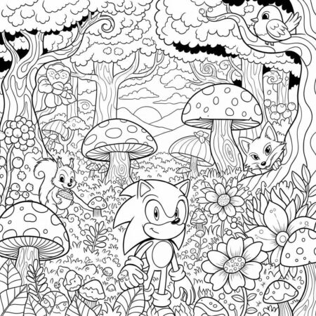 Sonic Aventura na Floresta (Desenho para Colorir)