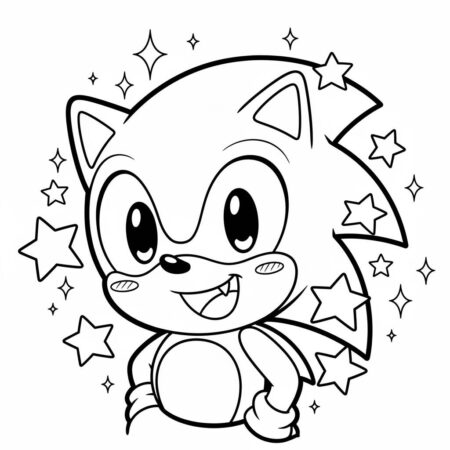 Sonic Kawaii Estilo (Desenho para Colorir)