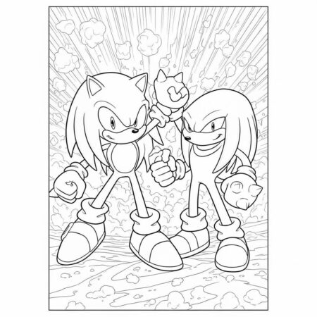 Sonic Knuckles Lutando (Desenho para Colorir)