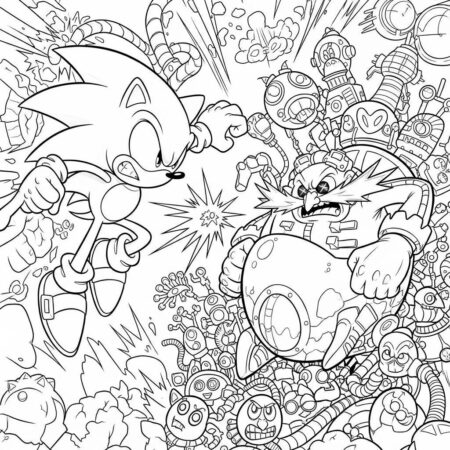 Sonic Luta Contra Robotnik (Desenho para Colorir)