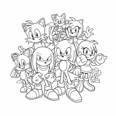 Sonic e Amigos (Desenho para Colorir)