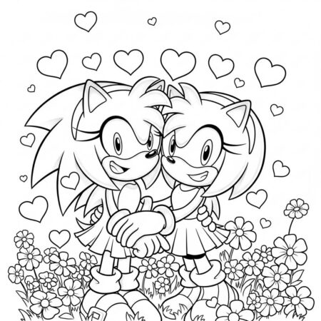 Sonic e Amy Amor (Desenho para Colorir)