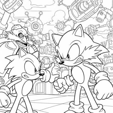 Sonic e Dr Eggman (Desenho para Colorir)