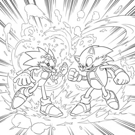 Sonic e Dr Eggman na Batalha (Desenho para Colorir)