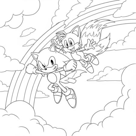 Sonic e Tails Voando (Desenho para Colorir)