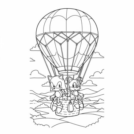 Sonic e Tails em um Balao (Desenho para Colorir)