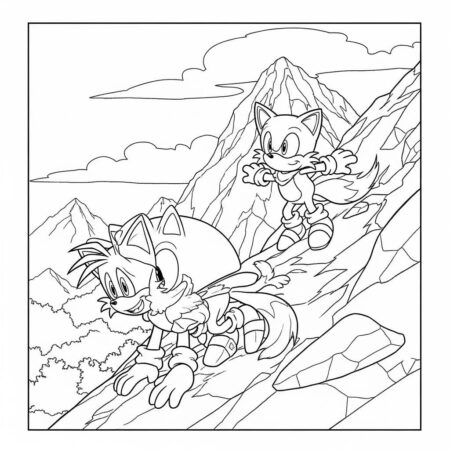 Sonic e Tails na Montanha (Desenho para Colorir)