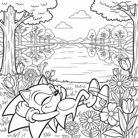 Sonic e o Lago (Desenho para Colorir)