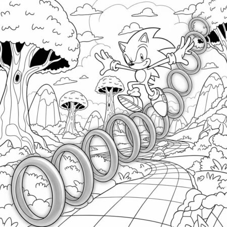 Sonic e os Aneis de Ouro (Desenho para Colorir)