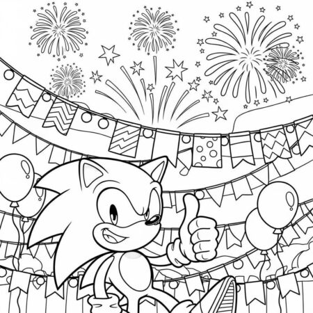 Sonic em um Festival (Desenho para Colorir)