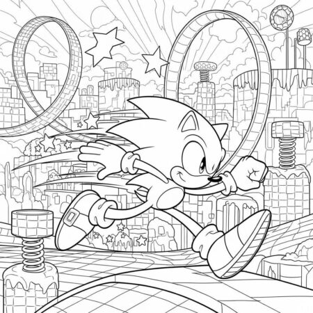 Sonic na corrida (Desenho para Colorir)