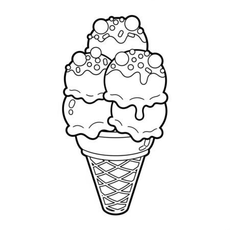 Sorvete Kawaii Delicioso (Desenho para Colorir)