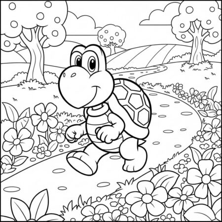 Tartaruga Koopa Aventura (Desenho para Colorir)
