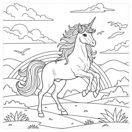 Unicornio Com Cores Pastel (Desenho para Colorir)