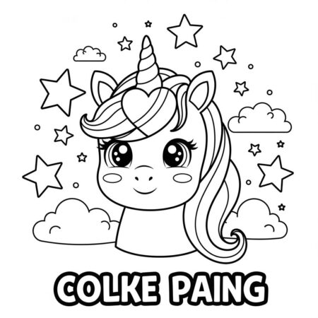 Unicornio Kawaii Com Coracao (Desenho para Colorir)