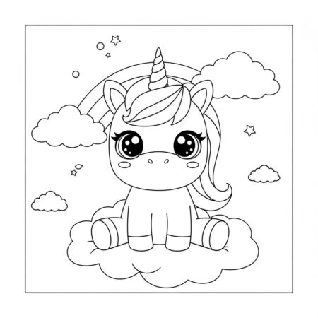 Unicornio Kawaii Fofo (Desenho para Colorir)
