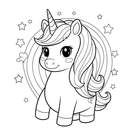 Unicornio Kawaii Magico (Desenho para Colorir)
