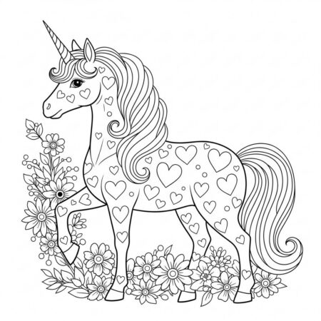 Unicornio com Coracao (Desenho para Colorir)