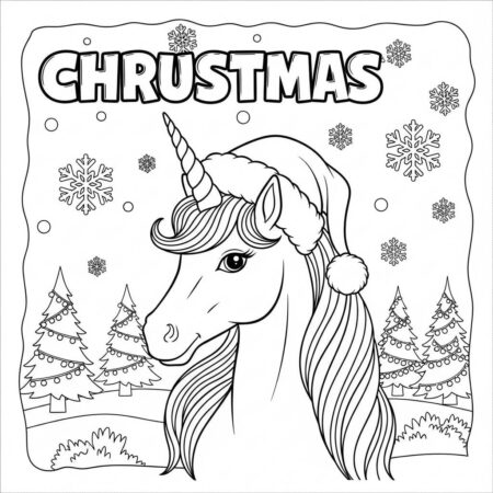 Unicornio de Natal (Desenho para Colorir)