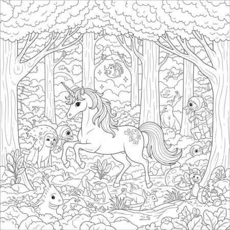 Unicornio e Aventura (Desenho para Colorir)
