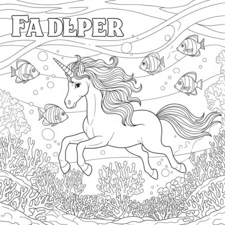 Unicornio e Aventura no Mar (Desenho para Colorir)