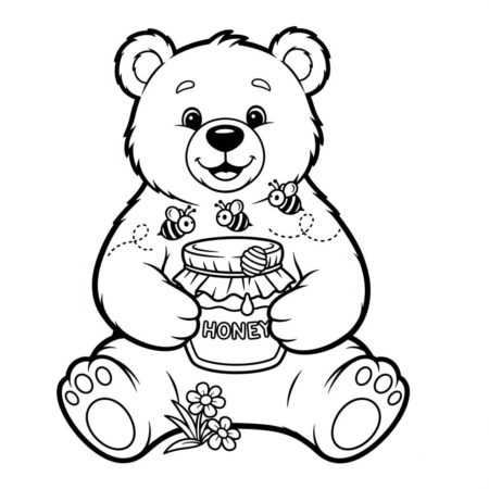 Urso Pandi com Mel (Desenho para Colorir)