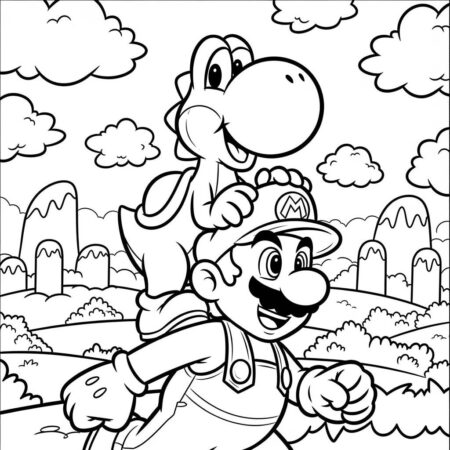 Yoshi Amigo do Mario (Desenho para Colorir)