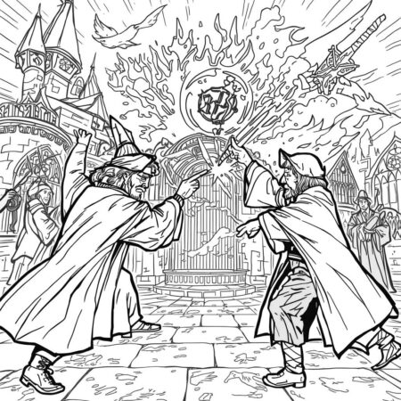 A Batalha de Hogwarts (Desenho para Colorir)