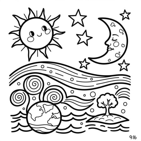 A Criacao do Mundo (Desenho para Colorir)